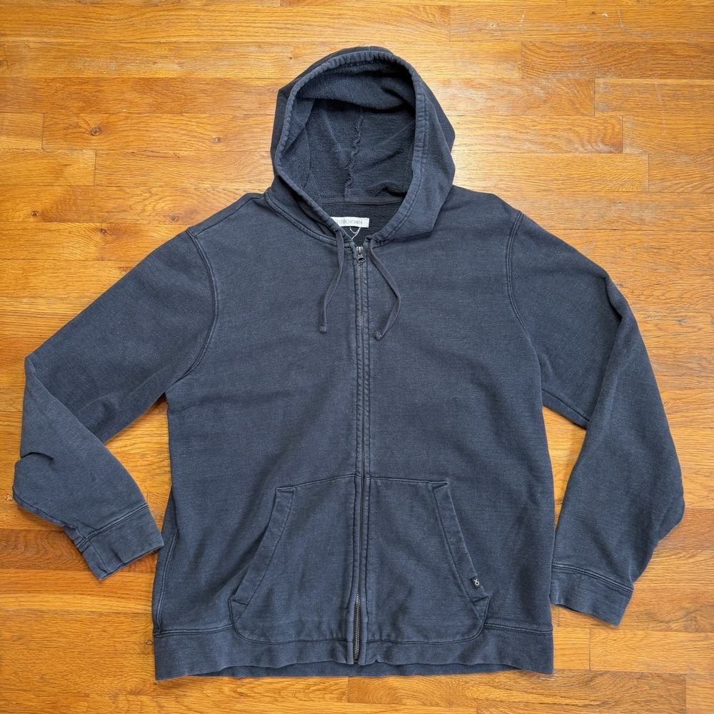 Outerknown Hoodie Men's XL Navy Blue Sur Zip Drawstring Hemp French Terry